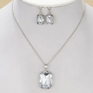Rhinestone Square Pendant &Drop Earrings